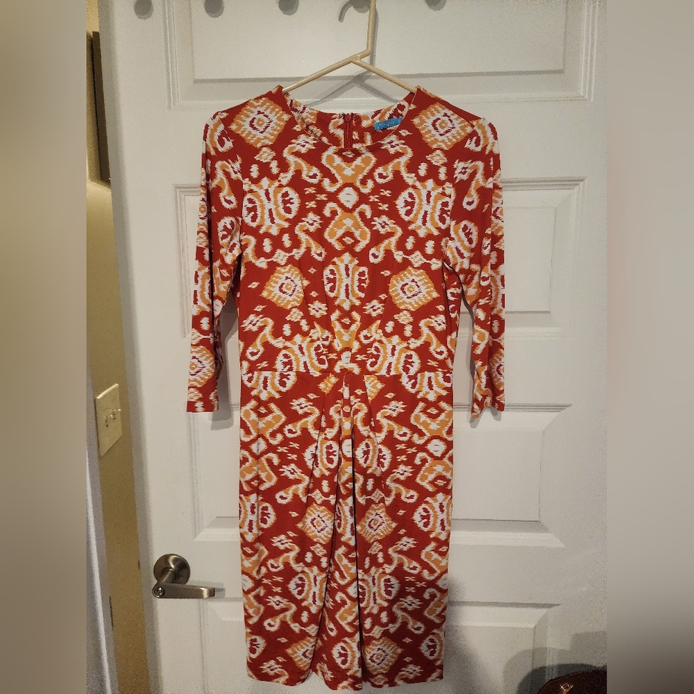 J. McLaughlin Red Patterned Midi Dress